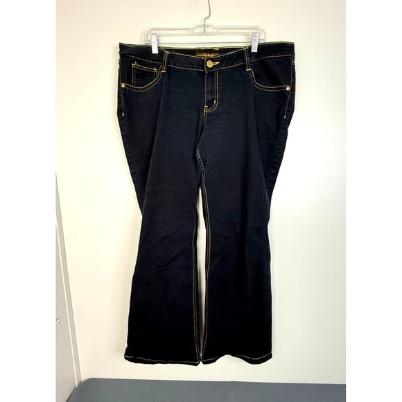 Southpole Jeans Womens 20 Blue Dark Wash Wide Leg Baggy Embroidered Pockets - Picture 1 of 7